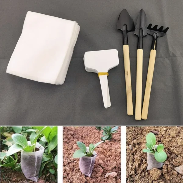 Mini Gardening Kit: Shovel, Rake, Spade & Plant Labels