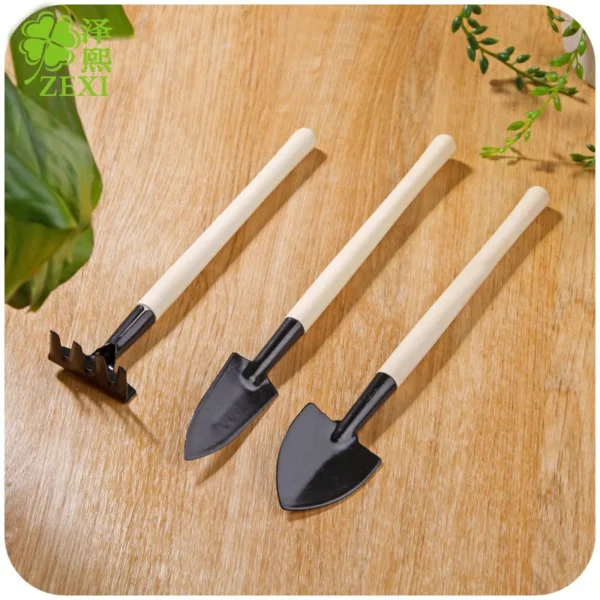 Gardening Kit - 3pcs Mini Shovel Rake Set, Wooden Handle