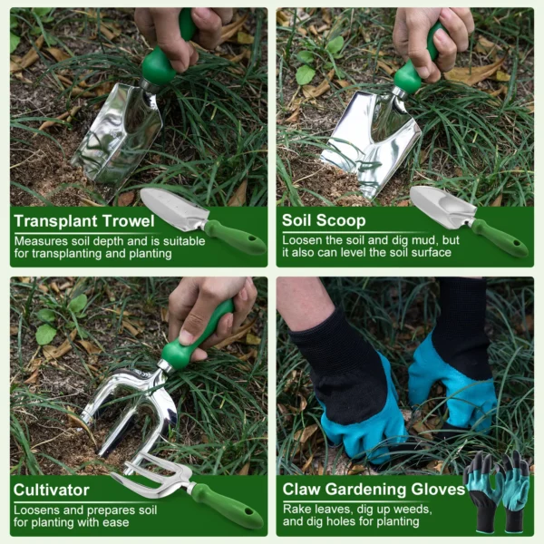 Gardening Kit: Shears, Gloves, Trowel, Claw & Scoop - Image 4
