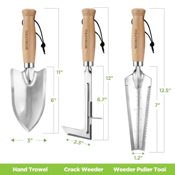 Gardening Kit 3 Pcs Tools with Wood Handle - Image 2