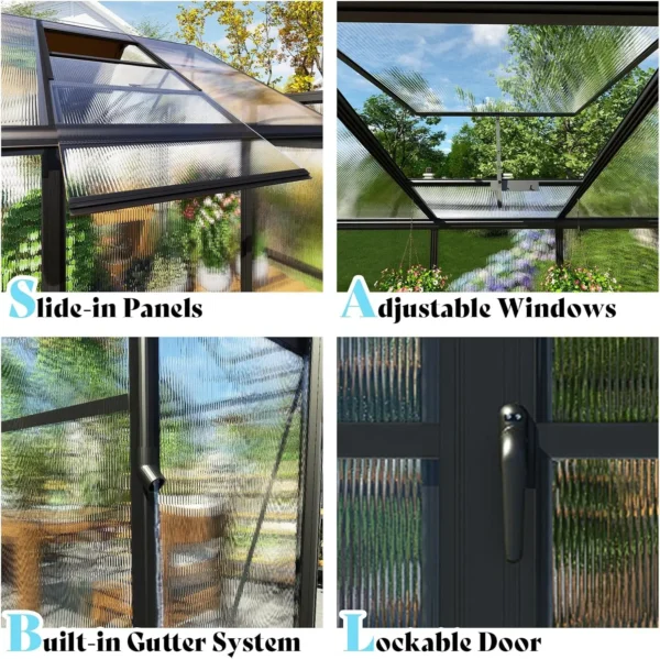 Gardening Kit: 8x12 Greenhouse with Vents - Image 5