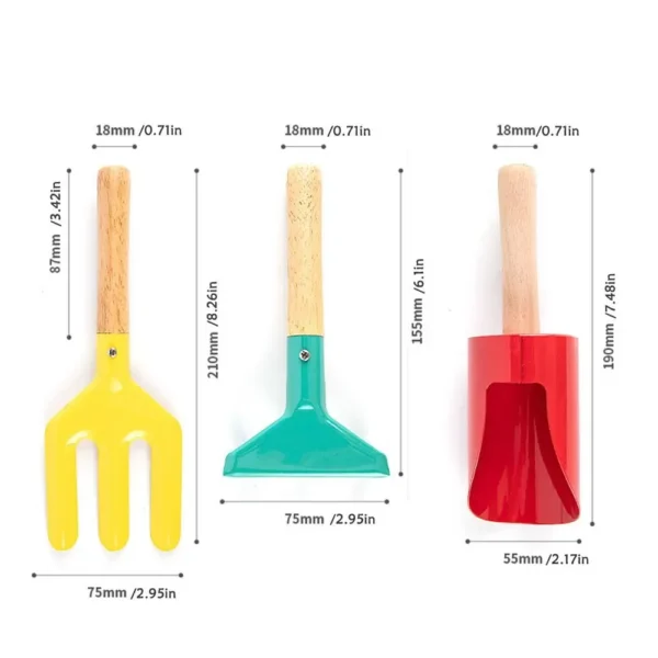 Kids Gardening Kit: Metal Shovel, Fork, Trowel & Rake - Image 6