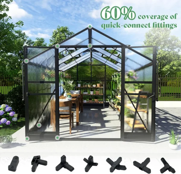 Gardening Kit: 8x12 Greenhouse with Vents - Image 2