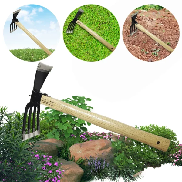 Gardening Kit: Hand Cultivator, Rake, Mini Hoe & Weeder - Image 3