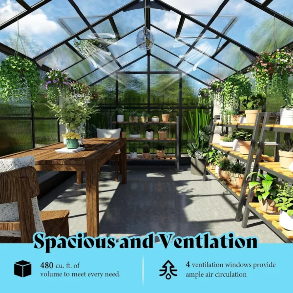 Gardening Kit: 8x12 Greenhouse with Vents - Image 4