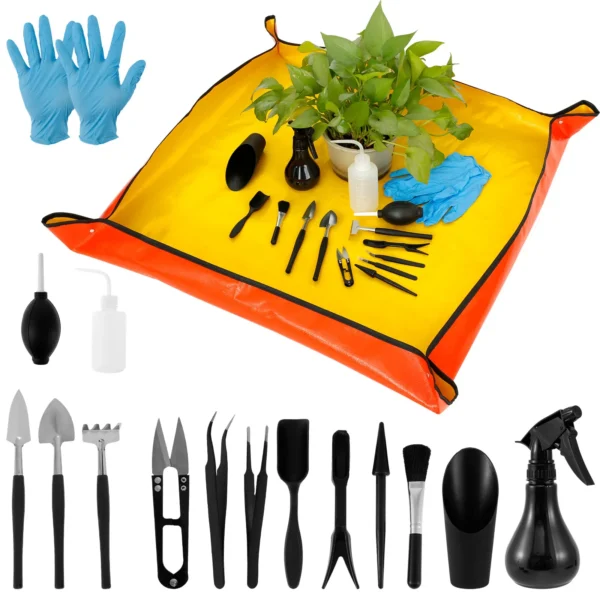 Gardening Kit: 13/16Pcs Tools & Repotting Mat Set