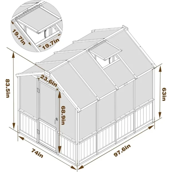 Gardening Kit: 6x8 FT Greenhouse with Vent Door - Image 2