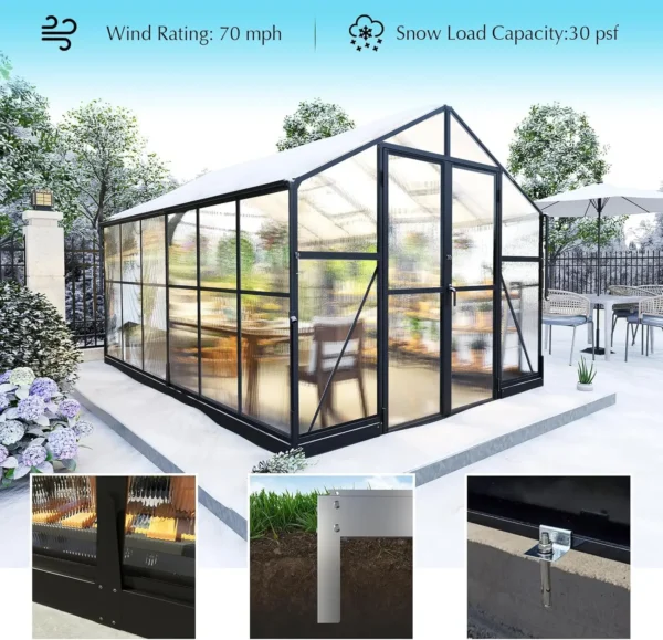 Gardening Kit: 8x12 Greenhouse with Vents - Image 6