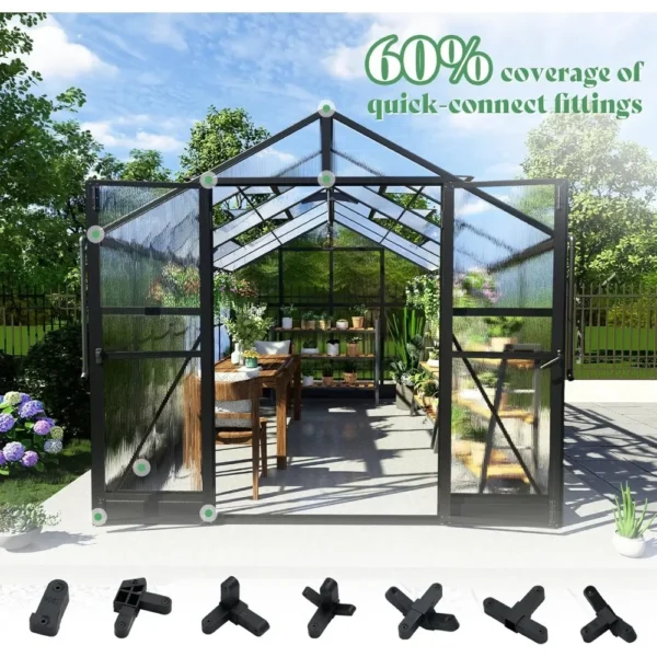 Gardening Kit: Polycarbonate Greenhouse with Vents - Image 5