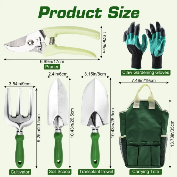 Gardening Kit: Shears, Gloves, Trowel, Claw & Scoop - Image 2