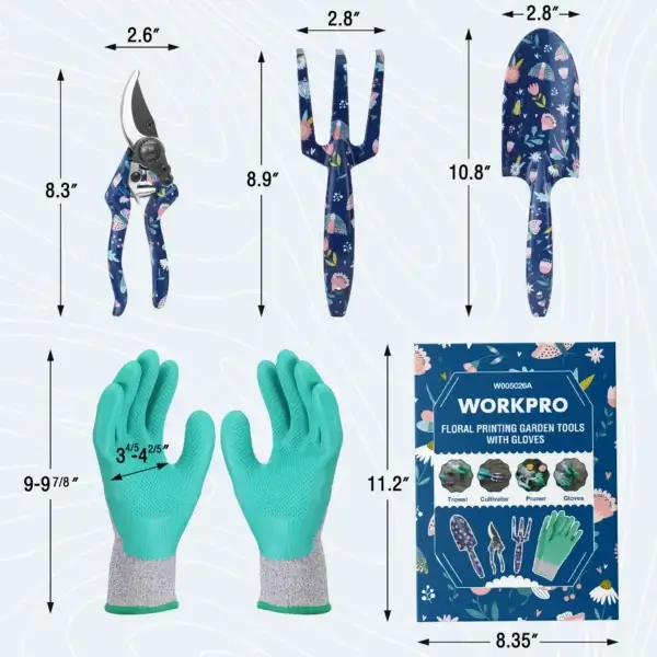 Gardening Kit 4PCS Aluminum Tools with Gloves and Box - Image 2