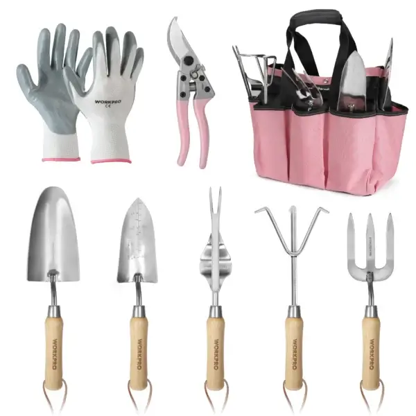 Gardening Kit - 8-Piece Pink Tool Set With Tote - Image 2