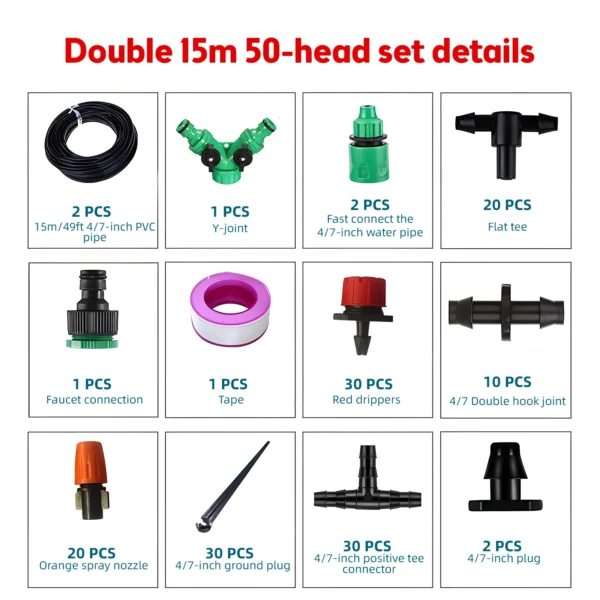 Gardening Kit: 2x15m Drip Irrigation System - Image 6