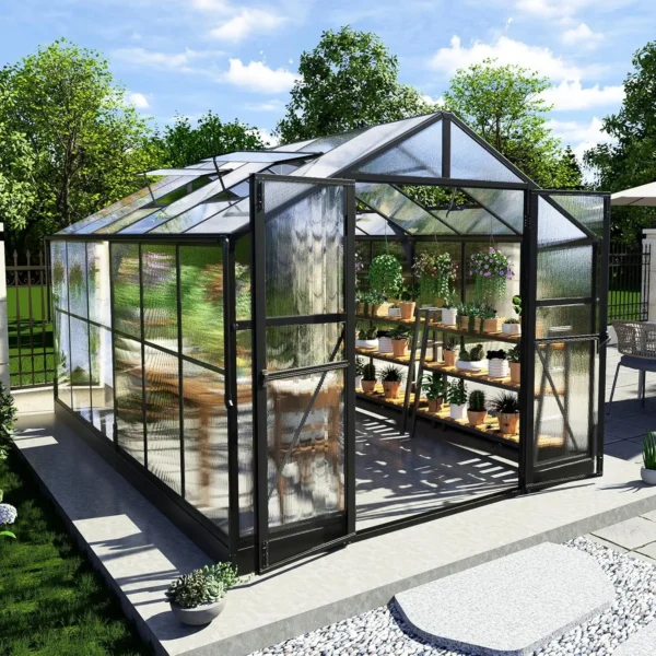 Gardening Kit: 8x12 Greenhouse with Vents