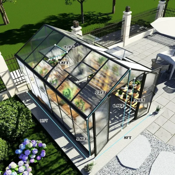 Gardening Kit: Polycarbonate Greenhouse with Vents - Image 2