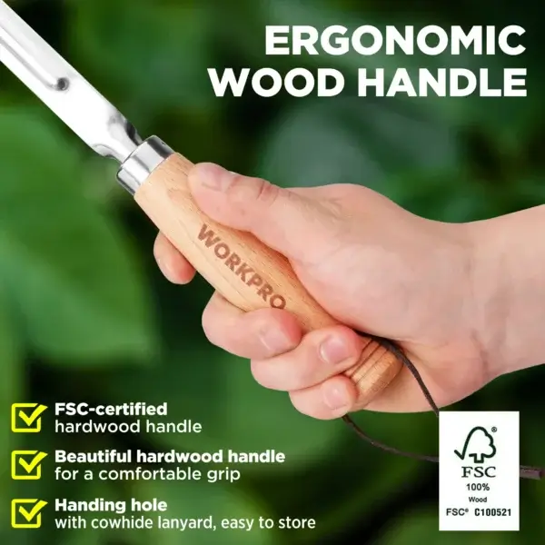 Gardening Kit 3 Pcs Tools with Wood Handle - Image 6